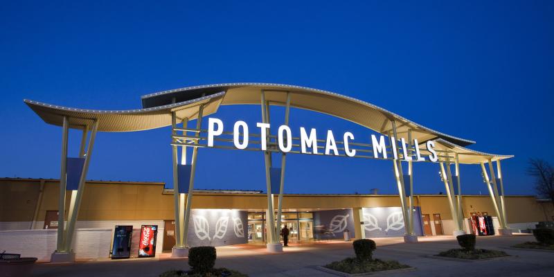 The entrance to Potomac Mills Mall in Prince William County, Virginia.