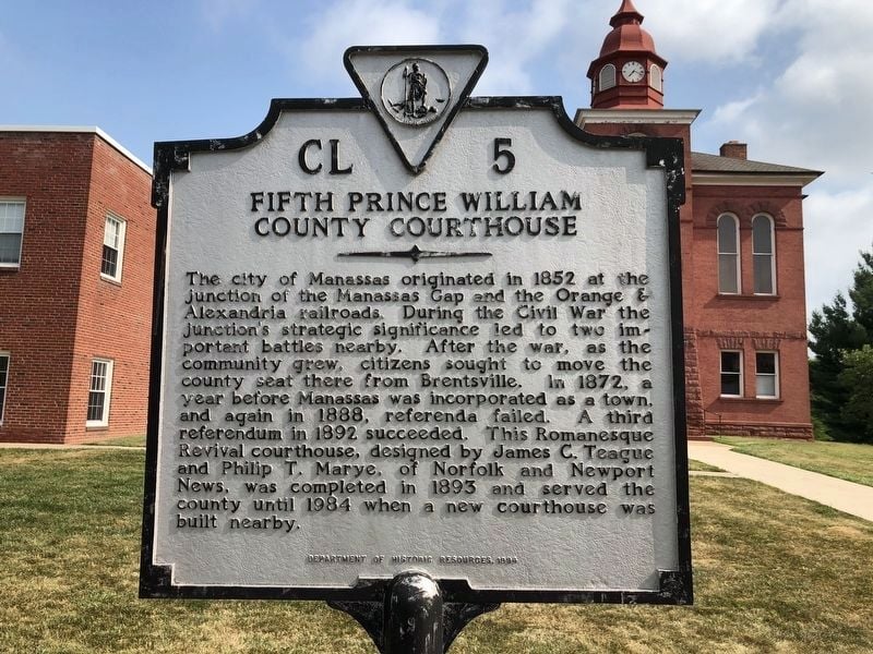 Sign in front of a Prince William County courthouse in Virginia.